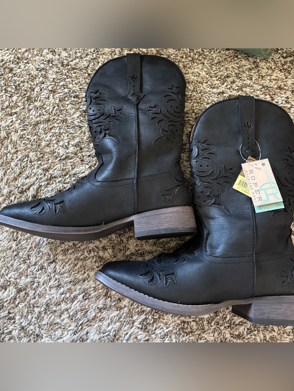 Roper Black Embroidered Western Ankle Boots